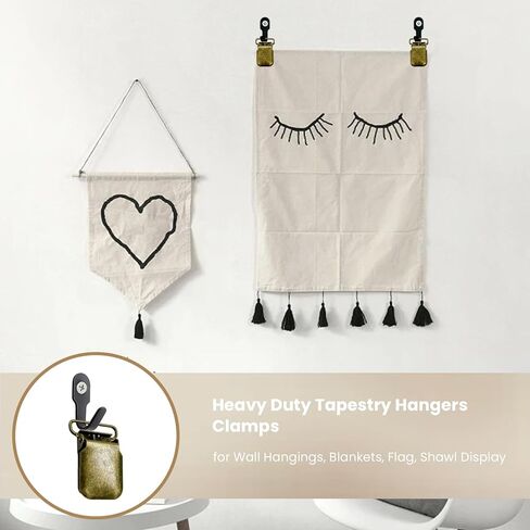 4 Set Heavy Duty Tapestry Hangers Clamps, Rug Hangers for Walls, Metal Tapestry Clips, Quilt Hangers for Wall Hangings, Blankets, Flag, Shawl Display (Bronze) in Saudi Arabia