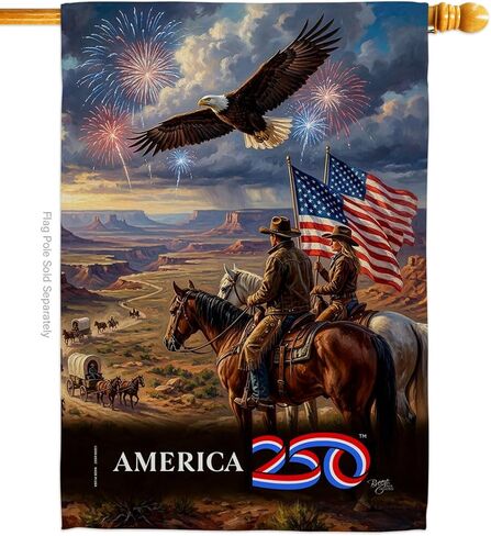 America 250 Flag Frontier Spirit Independence Day Wall Tapestry House Banner Official Licensed Merchandise Canvas Prints Yard Sign Textile Woven Fabric Poster USA 250th Anniversary Decoration Gift in Kuwait
