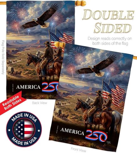 America 250 Flag Frontier Spirit Independence Day Wall Tapestry House Banner Official Licensed Merchandise Canvas Prints Yard Sign Textile Woven Fabric Poster USA 250th Anniversary Decoration Gift in Kuwait