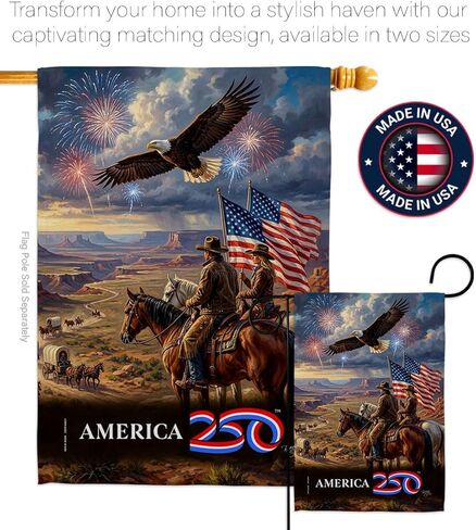 America 250 Flag Frontier Spirit Independence Day Wall Tapestry House Banner Official Licensed Merchandise Canvas Prints Yard Sign Textile Woven Fabric Poster USA 250th Anniversary Decoration Gift in Kuwait