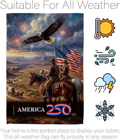 America 250 Flag Frontier Spirit Independence Day Wall Tapestry House Banner Official Licensed Merchandise Canvas Prints Yard Sign Textile Woven Fabric Poster USA 250th Anniversary Decoration Gift in Kuwait