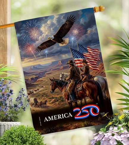America 250 Flag Frontier Spirit Independence Day Wall Tapestry House Banner Official Licensed Merchandise Canvas Prints Yard Sign Textile Woven Fabric Poster USA 250th Anniversary Decoration Gift in Kuwait
