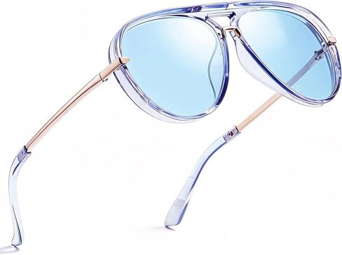 SIPHEW Retro Aviator Sunglasses for Women Trendy Shades Oversized Vintage Double Bridge Sun Glasses in Kuwait