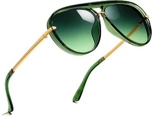 نظارات شمسية SIPHEW Retro Aviator للنساء ذات ظلال عصرية كبيرة الحجم وعتيقة وجسر مزدوج in Kuwait