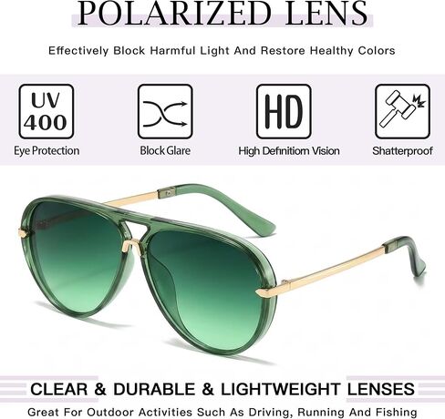 نظارات شمسية SIPHEW Retro Aviator للنساء ذات ظلال عصرية كبيرة الحجم وعتيقة وجسر مزدوج in Kuwait