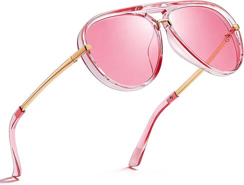 نظارات شمسية SIPHEW Retro Aviator للنساء ذات ظلال عصرية كبيرة الحجم وعتيقة وجسر مزدوج in Kuwait