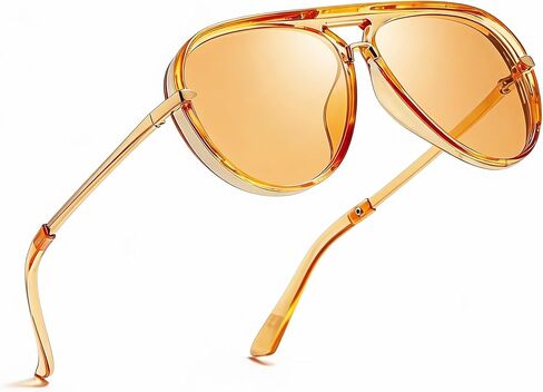 نظارات شمسية SIPHEW Retro Aviator للنساء ذات ظلال عصرية كبيرة الحجم وعتيقة وجسر مزدوج in Kuwait