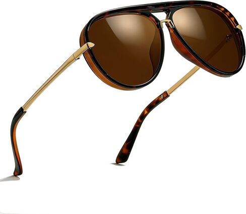 نظارات شمسية SIPHEW Retro Aviator للنساء ذات ظلال عصرية كبيرة الحجم وعتيقة وجسر مزدوج in Kuwait