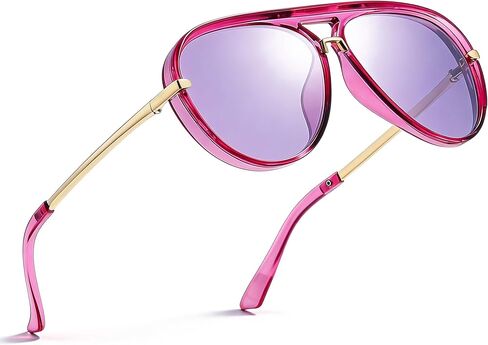 نظارات شمسية SIPHEW Retro Aviator للنساء ذات ظلال عصرية كبيرة الحجم وعتيقة وجسر مزدوج in Kuwait
