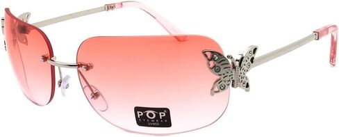 Pop Fashionwear Rimless Rectangle Y2k Rhineston Studd Butterfly Fashion Casual Sunglasses in Kuwait
