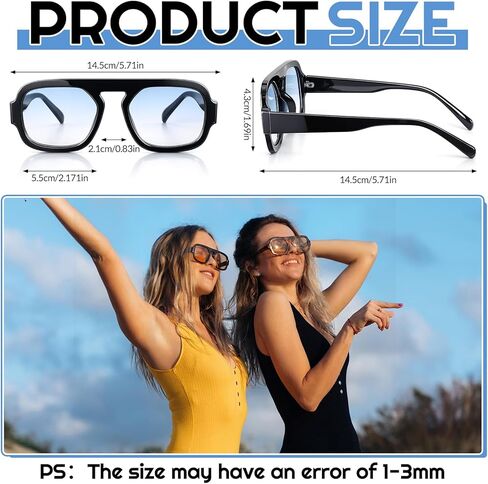 JATEBI 3 Pack Retro Square Aviator Sunglasses for Women Men 70s Fashion Sun Glasses with Gradient Lenses Inspired Stylish Flat Top Shades in Kuwait