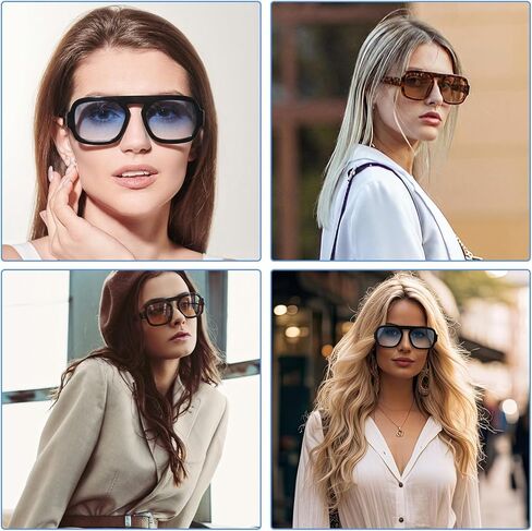 JATEBI 3 Pack Retro Square Aviator Sunglasses for Women Men 70s Fashion Sun Glasses with Gradient Lenses Inspired Stylish Flat Top Shades in Kuwait