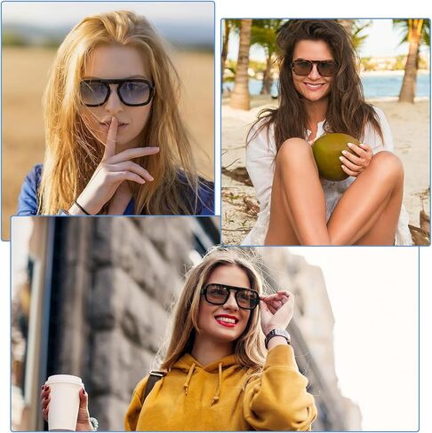 JATEBI 3 Pack Retro Square Aviator Sunglasses for Women Men 70s Fashion Sun Glasses with Gradient Lenses Inspired Stylish Flat Top Shades in Kuwait