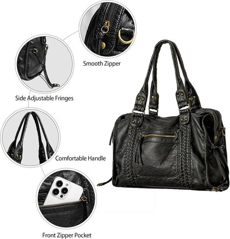 Women's City Bag Large Vintage Y2K Tote Bag Washed Leather Grunge Purse Slouchy Shoulder Hobo Bag Crossbody Handbag in Kuwait