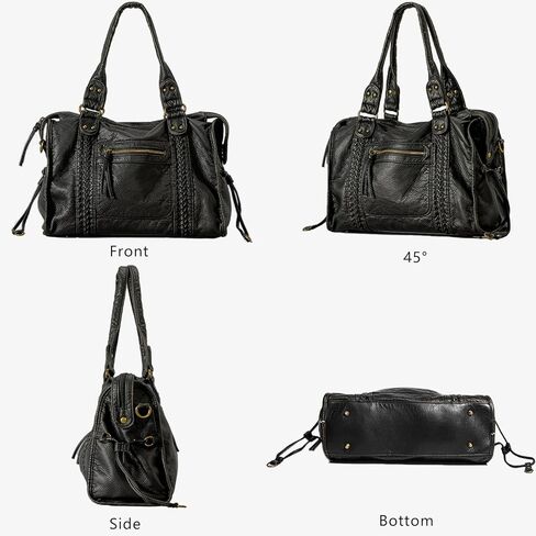 Women's City Bag Large Vintage Y2K Tote Bag Washed Leather Grunge Purse Slouchy Shoulder Hobo Bag Crossbody Handbag in Kuwait