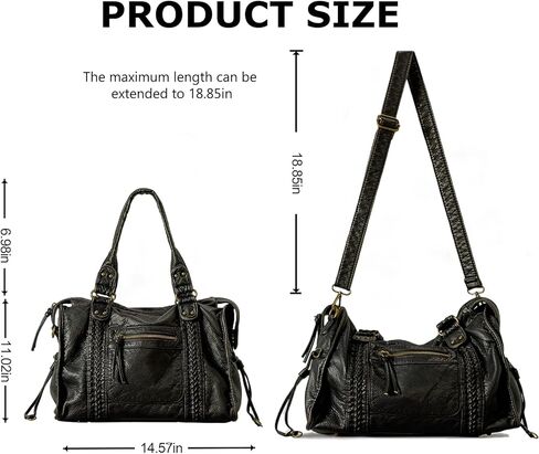 Women's City Bag Large Vintage Y2K Tote Bag Washed Leather Grunge Purse Slouchy Shoulder Hobo Bag Crossbody Handbag in Kuwait