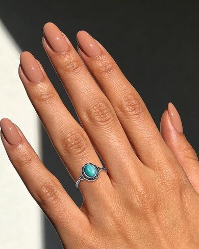 Turquoise Ring for Women, S925 Sterling Silver Boho Ring with Vintage Filigree Adjustable Design, Turquoise Birthstone Jewelry for Dating Daily Wear in Saudi Arabia