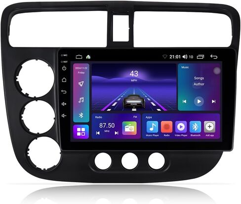 ASURE ترقية راديو ستيريو للسيارة Honda Civic 2001 2002 2003 2004 2005,9 بوصة 8Core 4G+64G وحدة ملاحة GPS Android مع Carplay اللاسلكي، Android Auto، 1280x720 HD مشغل وسائط متعددة بشاشة تعمل باللمس in Kuwait