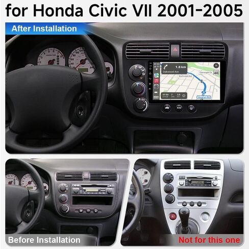 ASURE ترقية راديو ستيريو للسيارة Honda Civic 2001 2002 2003 2004 2005,9 بوصة 8Core 4G+64G وحدة ملاحة GPS Android مع Carplay اللاسلكي، Android Auto، 1280x720 HD مشغل وسائط متعددة بشاشة تعمل باللمس in Kuwait