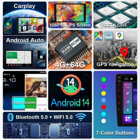 ASURE ترقية راديو ستيريو للسيارة Honda Civic 2001 2002 2003 2004 2005,9 بوصة 8Core 4G+64G وحدة ملاحة GPS Android مع Carplay اللاسلكي، Android Auto، 1280x720 HD مشغل وسائط متعددة بشاشة تعمل باللمس in Kuwait