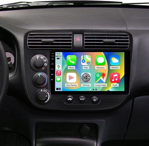 ASURE ترقية راديو ستيريو للسيارة Honda Civic 2001 2002 2003 2004 2005,9 بوصة 8Core 4G+64G وحدة ملاحة GPS Android مع Carplay اللاسلكي، Android Auto، 1280x720 HD مشغل وسائط متعددة بشاشة تعمل باللمس in Kuwait