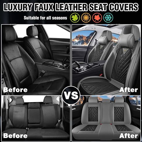 Car Seat Covers for Kia EV6 EV9 2022-2026, Waterproof Nappa Leather Car Seat Protector, Comfortable and Anti-Slip Car Seat Cover&Accessories(5 Seats with Headrests/Gray Black) in Saudi Arabia