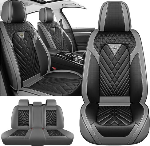 Car Seat Covers for Kia EV6 EV9 2022-2026, Waterproof Nappa Leather Car Seat Protector, Comfortable and Anti-Slip Car Seat Cover&Accessories(5 Seats with Headrests/Gray Black) in Saudi Arabia