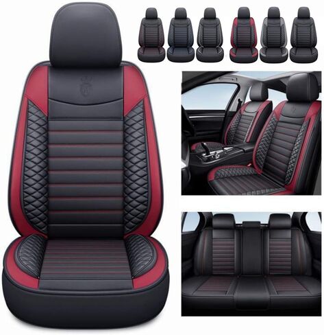 Custom Fit Waterproof Non-Slip PU Leather Car Seat Covers Set Compatible with Land Rover Range Rover 2000-2023 Vehicle Seat Cushion Protector for Sedan SUV (Full Set 5 Seats,Red) in Saudi Arabia