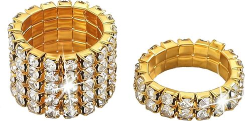 2Pcs Crystal Stretch Rings Set for Women,Sparkle Rhinestone Wedding Rings Pack,Cute Stackable Elastic Finger Rings Statement Fashion Jewelry in Saudi Arabia