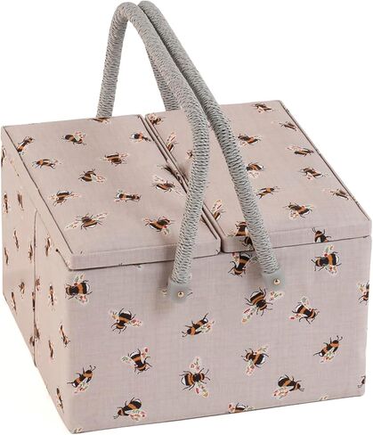 Hobby Gift Sewing Basket – 12 x 8.25 x 7.75" Large Twin Lid Sewing Box with Removeable Tray & Pincushion, Craft Storage & Hobby Organiser for Sewing Supplies – Notions in Saudi Arabia