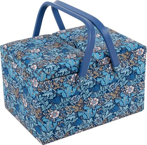 Hobby Gift Sewing Basket – 12 x 8.25 x 7.75" Large Twin Lid Sewing Box with Removeable Tray & Pincushion, Craft Storage & Hobby Organiser for Sewing Supplies – Notions in Saudi Arabia