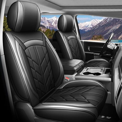 Custom Truck Seat Covers Compatible with Chevy Silverado GMC Sierra 2007-2025 1500 2500HD 3500HD Crew Regular Double Extended Cab,5pcs Pu Leather Pickup Seat Protectors,Black Grey in Kuwait