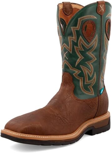 Men's 12" Western Work Boot - Casual Western Boots for Men, Brown & Orange,10 EE in Saudi Arabia