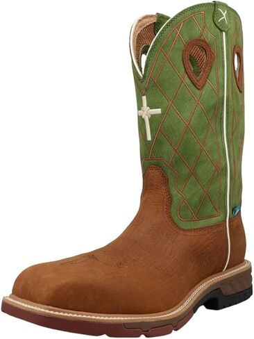 Men's 12" Western Work Boot - Casual Western Boots for Men, Brown & Orange,10 EE in Saudi Arabia