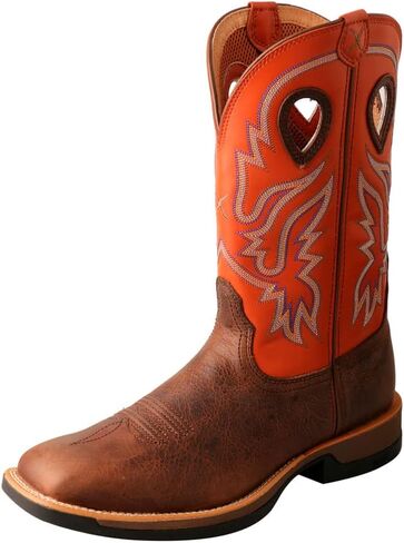 Men's 12" Western Work Boot - Casual Western Boots for Men, Brown & Orange,10 EE in Kuwait