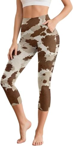 Womens Yoga Leggings 7/8 High Waisted Yoga Capri Tummy Control Legging Stretch Workout Tights in Kuwait