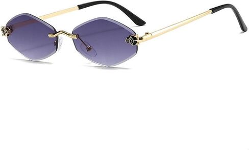 Sexy Small Frame Hexagon Rimless Punk Sunglasses for Women Luxury Rhombus Uv400 in Saudi Arabia