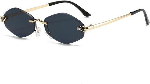 Sexy Small Frame Hexagon Rimless Punk Sunglasses for Women Luxury Rhombus Uv400 in Saudi Arabia