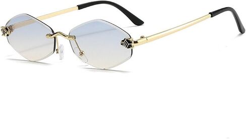 Sexy Small Frame Hexagon Rimless Punk Sunglasses for Women Luxury Rhombus Uv400 in Saudi Arabia