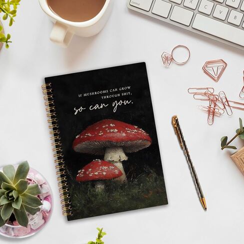 nvucamd Funny Motivational Mushroom Spiral Notebook, Inspirational Mushrooms Journal Notebook, Moody Cottagecore Mushrooms Journaling Notebooks for Women, Mushroom School Supplies, 5.5x8.3In in Saudi Arabia