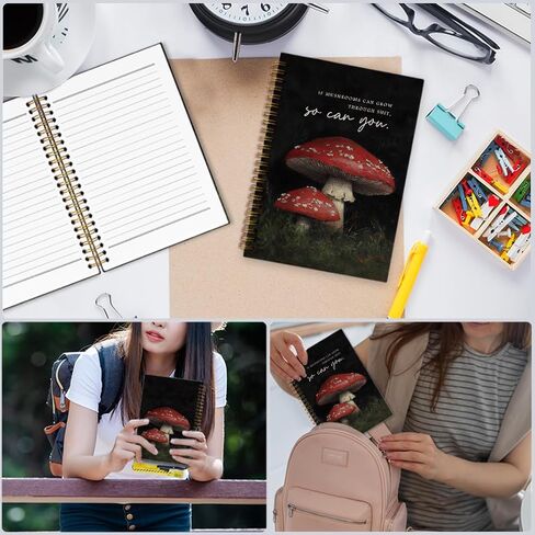 nvucamd Funny Motivational Mushroom Spiral Notebook, Inspirational Mushrooms Journal Notebook, Moody Cottagecore Mushrooms Journaling Notebooks for Women, Mushroom School Supplies, 5.5x8.3In in Saudi Arabia