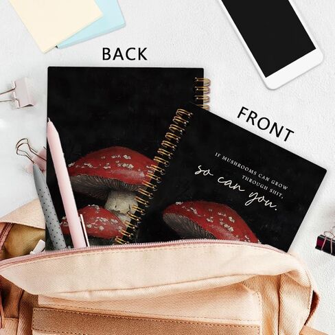 nvucamd Funny Motivational Mushroom Spiral Notebook, Inspirational Mushrooms Journal Notebook, Moody Cottagecore Mushrooms Journaling Notebooks for Women, Mushroom School Supplies, 5.5x8.3In in Saudi Arabia