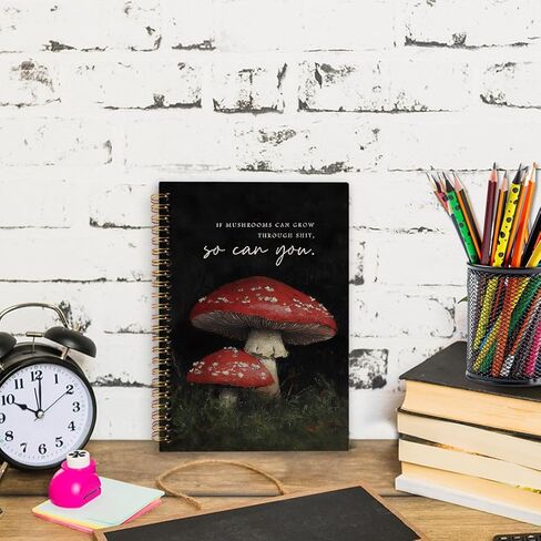 nvucamd Funny Motivational Mushroom Spiral Notebook, Inspirational Mushrooms Journal Notebook, Moody Cottagecore Mushrooms Journaling Notebooks for Women, Mushroom School Supplies, 5.5x8.3In in Saudi Arabia