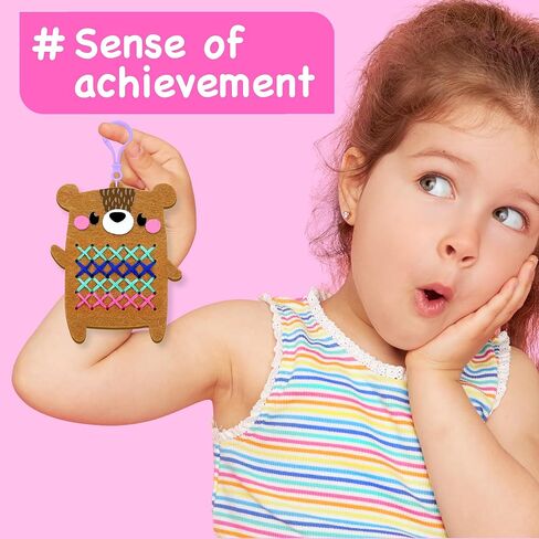 الفنون والحرف اليدوية السهلة للأطفال من EZCRA - مجموعات غرز متقاطعة للمبتدئين للأطفال - غرز متقاطعة كبيرة جدًا بإبرة مختلطة - 10 مشاريع حيوانات لا تسبب فوضى - كل شيء متضمن - العمر 4،5،6،7،8 in Kuwait