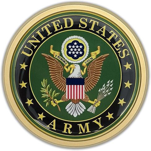 Officially Licensed US Army Crest Gold Plastic Emblem for Trucks & SUVs | Universal Fit at 3.4" | Weatherproof | Made in The USA in Kuwait