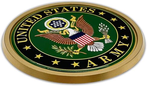 Officially Licensed US Army Crest Gold Plastic Emblem for Trucks & SUVs | Universal Fit at 3.4" | Weatherproof | Made in The USA in Kuwait