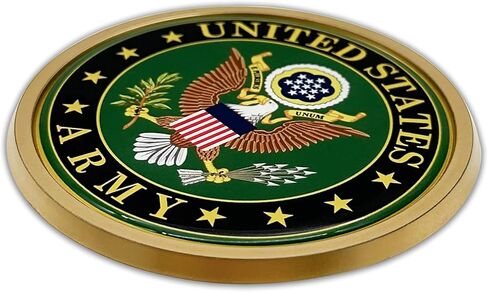Officially Licensed US Army Crest Gold Plastic Emblem for Trucks & SUVs | Universal Fit at 3.4" | Weatherproof | Made in The USA in Kuwait