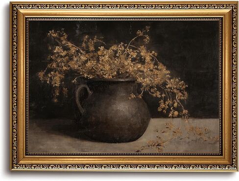 KISSFOX Gold Framed Wall Art Vintage Wall Decor Flower Canvas Art Botanical Pictures Still Life Floral Paintings Moody Rustic Artwork For Living Room Kitchen Bedroom in Saudi Arabia