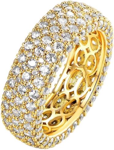 Barzel Womens Wide Eternity Ring Wedding Band 18k White Gold or Rose Gold Plated Wide Band Cubic Zirconia Eternity Band Ring in Kuwait