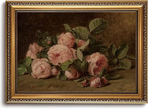 KISSFOX Gold Framed Wall Art Vintage Wall Decor Flower Canvas Art Botanical Pictures Still Life Floral Paintings Moody Rustic Artwork For Living Room Kitchen Bedroom in Saudi Arabia